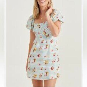 NWT Altar'd State Floral Gingham Mini Dress Summer Party Boho Vacation New Large
